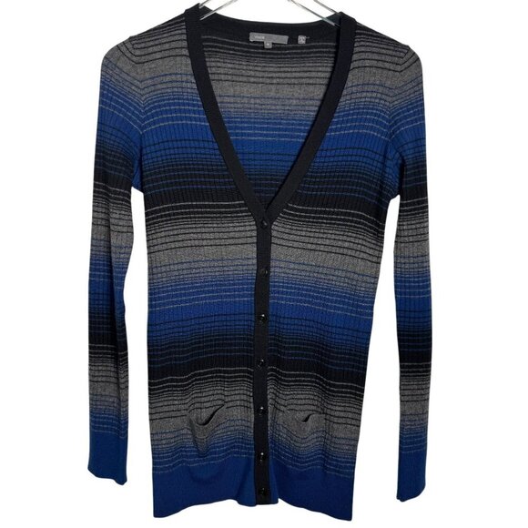 Vince Cashmere Blend Long sleeve Striped cardigan Sweater womens size medium - Picture 7 of 7